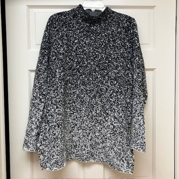 Purejill by J. Jill charcoal grey ombre mock turtleneck tunic sweater M - Picture 1 of 7